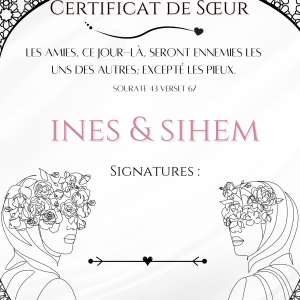 Certificat Sœur (Mosaïque noir )