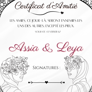 Certificat Amitié (N. Parisienne)