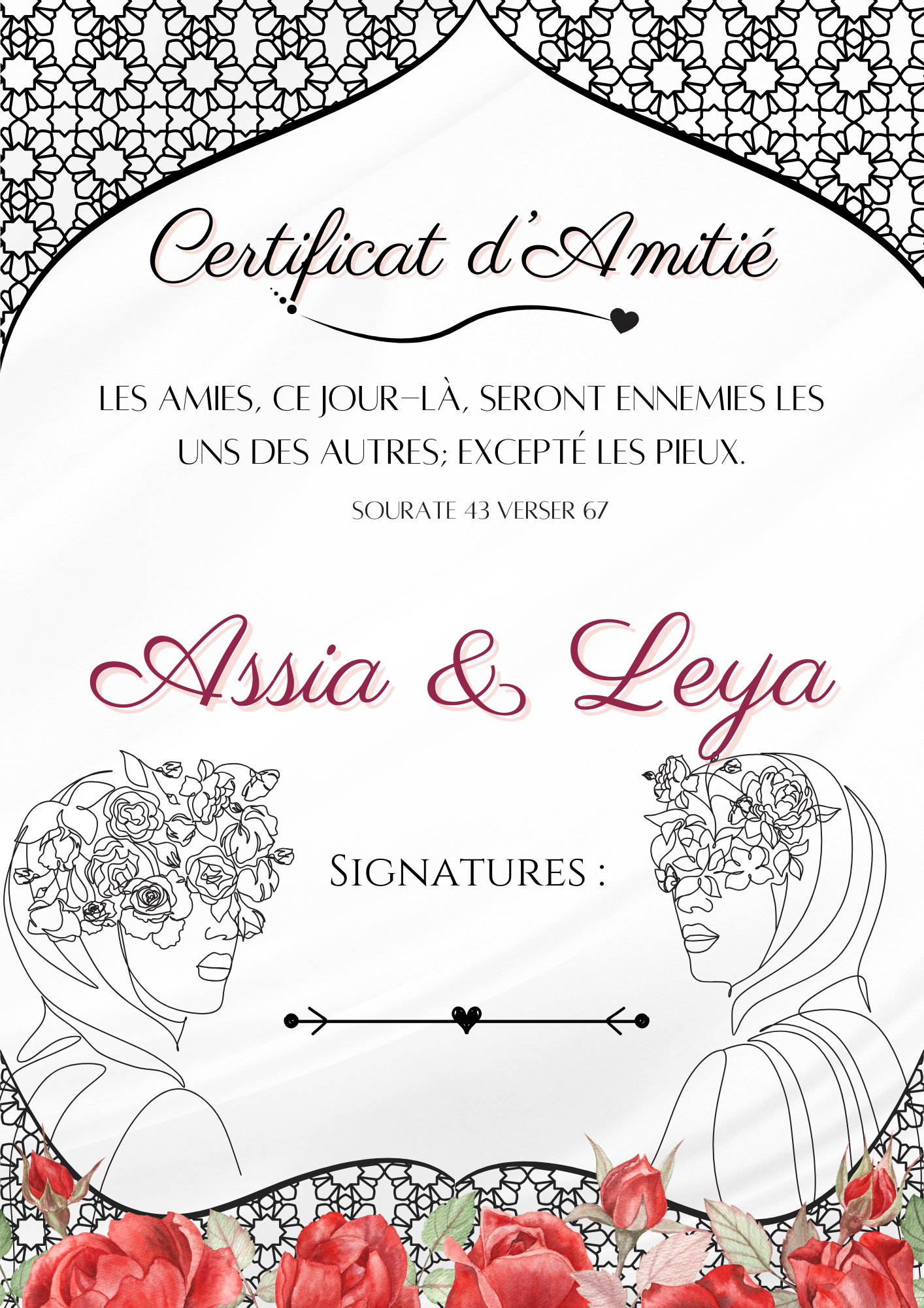 Certificat Amitié (N. Parisienne)