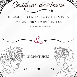 Certificat d'amitié ( Mosaïque Noir 2)