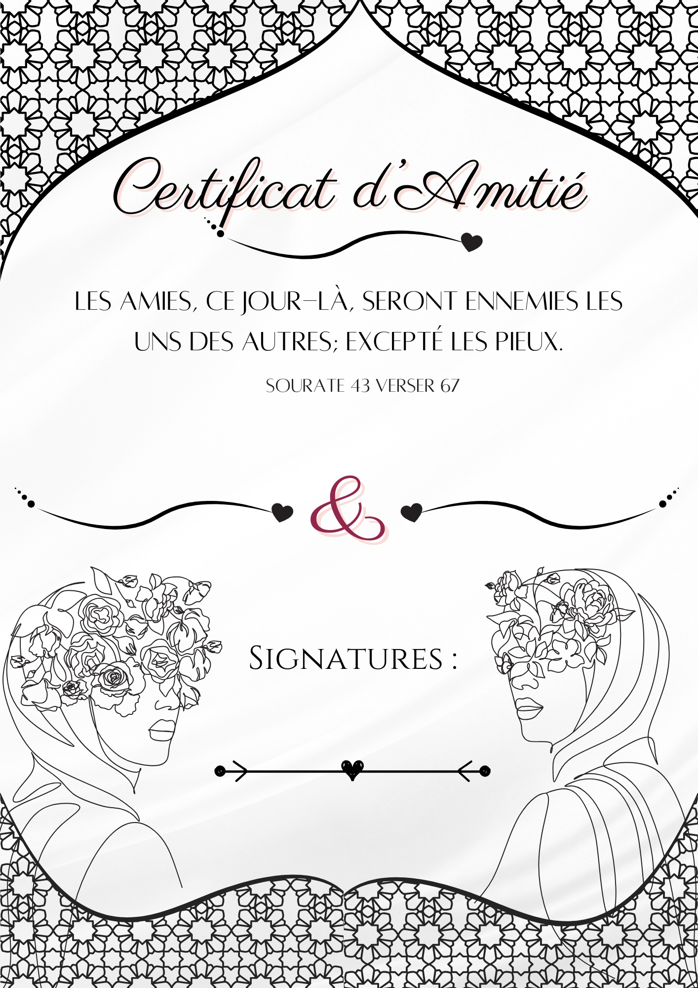 Certificat d'amitié ( Mosaïque Noir 2)
