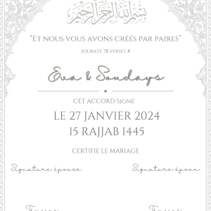 Certificat mariage ( Gris argenté )