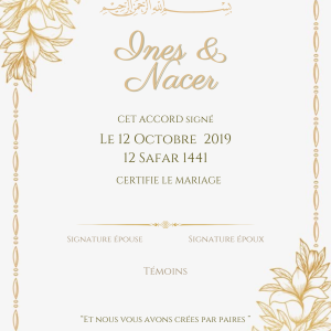 Certificat mariage ( Fleur Doré)