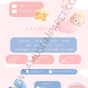 Carte à télécharger pour réaliser des pronostics sur bébé.