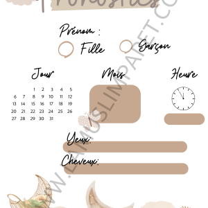 Cartes pronostics naissance modèle Lune et Arc-en-ciel | Baby Shower ( à télécharger )