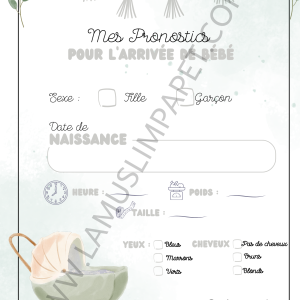 Cartes pronostics naissance modèle Nature | Baby Shower ( à télécharger )